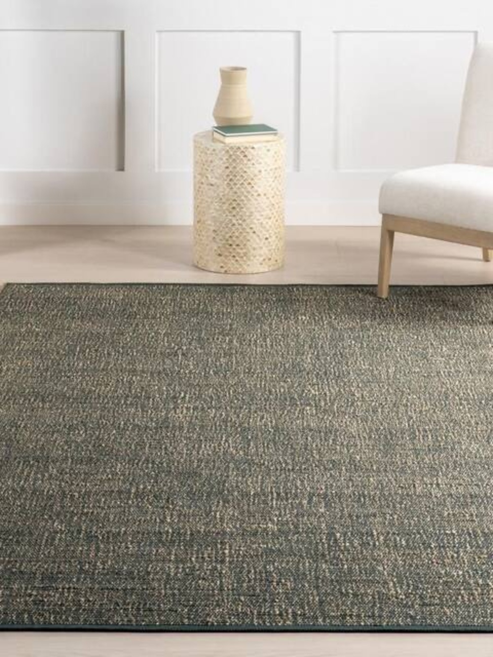 Neutral Textured Area Rug in green